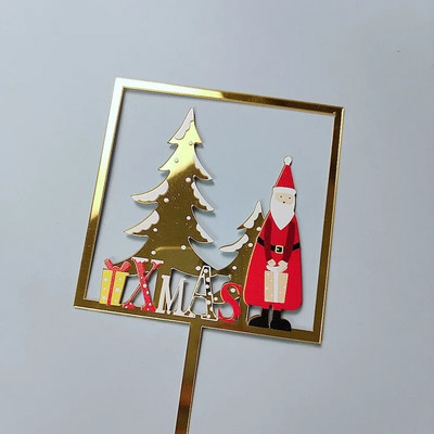Χριστουγεννιάτικη τούρτα Διακόσμηση INS Style Merry Christmas Acrylic Cake Topper Happy New Year Tree Gold Gold Christmas Party Decoration Supplies