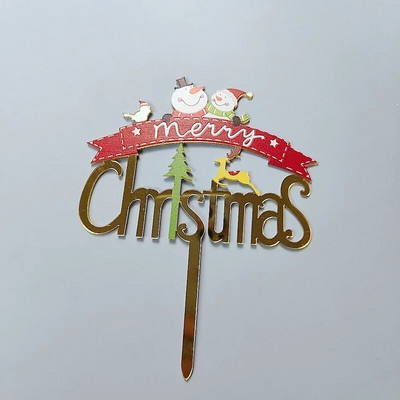 Χριστουγεννιάτικη τούρτα Διακόσμηση INS Style Merry Christmas Acrylic Cake Topper Happy New Year Tree Gold Gold Christmas Party Decoration Supplies