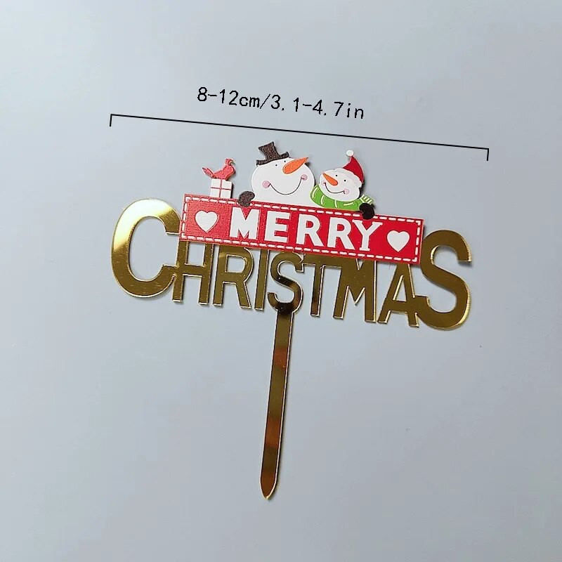 Χριστουγεννιάτικη τούρτα Διακόσμηση INS Style Merry Christmas Acrylic Cake Topper Happy New Year Tree Gold Gold Christmas Party Decoration Supplies