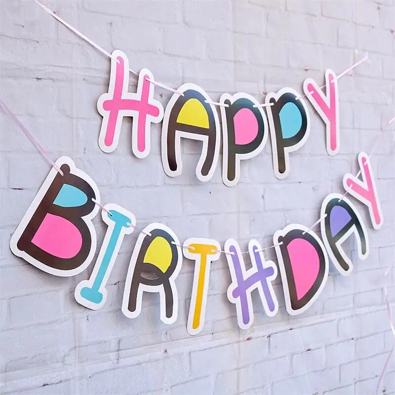 INS Πολύχρωμη γραμματοσειρά Happy Birthday Flag Banner for Children Happy Birthday Baby Shower Party Κρεμαστά κουκούτσια γιρλάντα DIY Decoratio
