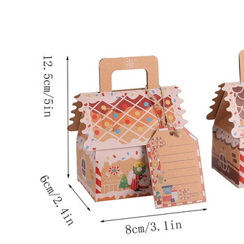 4 бр. Кутия за бонбони във формата на коледна къща Весела Коледа Декорации за дома Дядо Коледа Коледен орнамент Навидад 2024 Подарък за Нова година