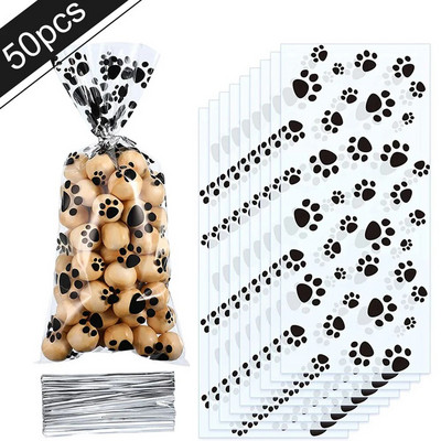 50 τμχ Bee Candy Bags Yellow Honey Διάφανες πλαστικές τσάντες δώρου με 50 ασημένιες στριφτές γραβάτες για παιδιά Διακόσμηση για πάρτι γενεθλίων μελισσών