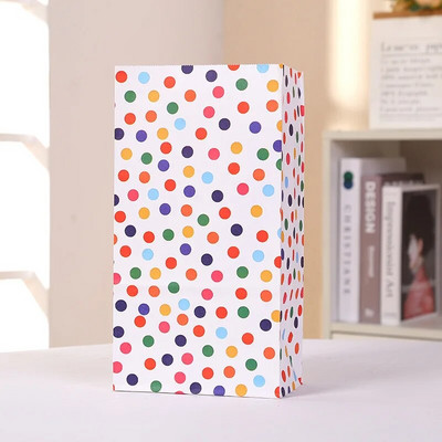 10 τμχ Χάρτινη τσάντα Rainbow πολύχρωμη κουκκίδα Τσάντες δώρου Τσάντες γαμήλιου πάρτι ανοιχτό επάνω Stand up τσάντες μπομπονιέρες DIY καραμέλες προμήθειες γενεθλίων