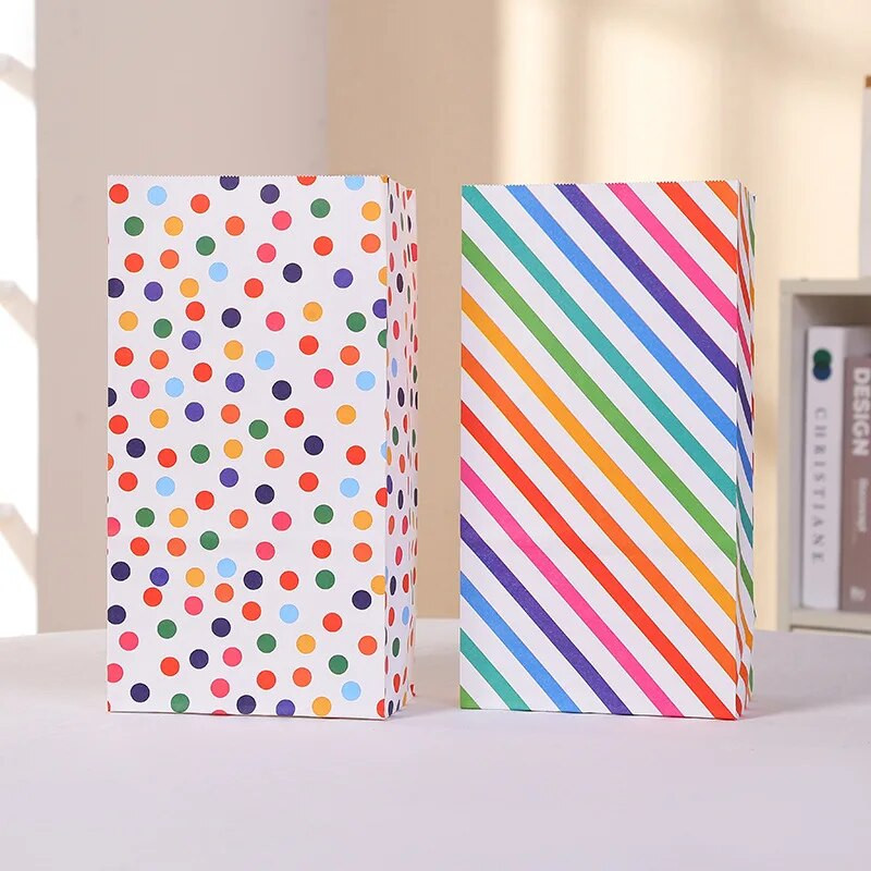 10 τμχ Χάρτινη τσάντα Rainbow πολύχρωμη κουκκίδα Τσάντες δώρου Τσάντες γαμήλιου πάρτι ανοιχτό επάνω Stand up τσάντες μπομπονιέρες DIY καραμέλες προμήθειες γενεθλίων