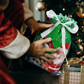 10 бр. Торба за коледни подаръци 2022 г. Нови бисквитки Дядо Коледа Опаковъчна торба за съхранение на бонбони с шнур Коледни подаръци за домашно парти