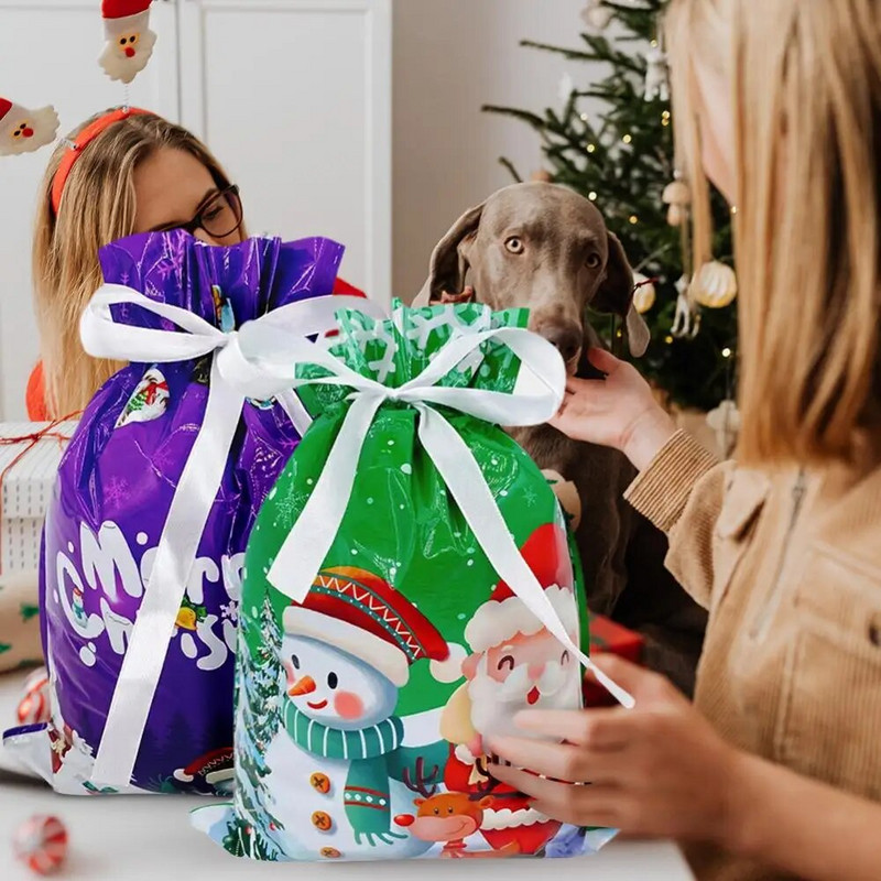 10 τμχ Χριστουγεννιάτικη τσάντα δώρου 2022 Νέα μπισκότα Άγιου Βασίλη Τσάντα συσκευασίας αποθήκευσης καραμέλας με κορδόνι Χριστουγεννιάτικα δώρα για πάρτι για το σπίτι