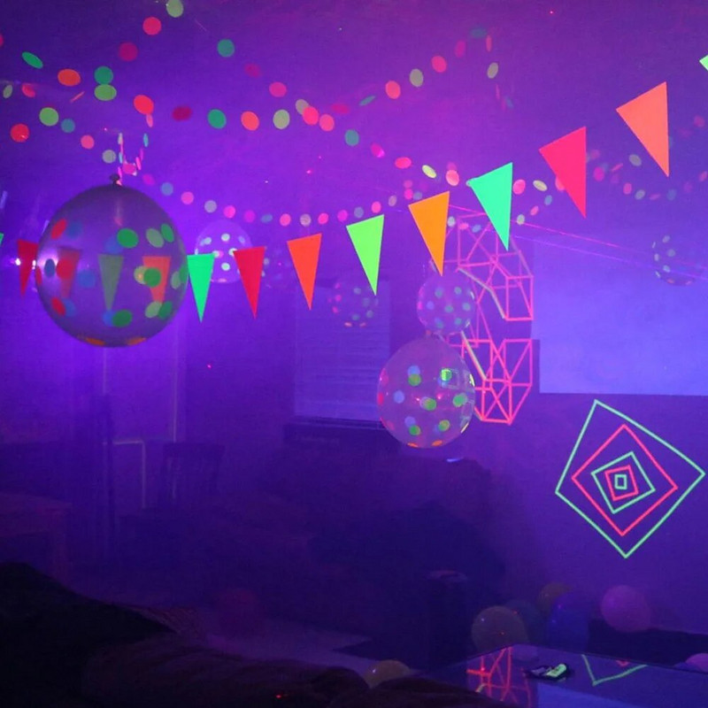 Neon Let`s Party Banner Μεγάλα γράμματα Κρεμαστά Γιρλάντα UV Glow Διακόσμηση πάρτι 70s 80s 90s Θέμα Διακόσμηση πάρτι γενεθλίων