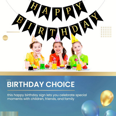 Χρόνια πολλά πανό φόντου Πολύχρωμο ροζ μαύρο λογότυπο διακόσμησης προμήθειες πάρτι τοίχου