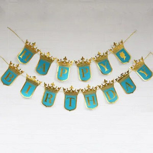 Χρόνια πολλά Banner Bronzing Crown Birthday Banner Prince and Princess Party Decoration First Birthday Party Supplies