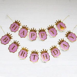 Χρόνια πολλά Banner Bronzing Crown Birthday Banner Prince and Princess Party Decoration First Birthday Party Supplies