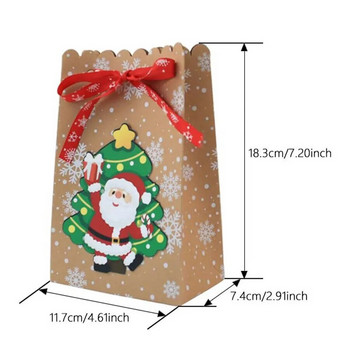 8бр. Коледни крафт хартиени торбички Дядо Коледа Снежен човек Коледна парти чанта за подарък Коледни бонбони Торбичка с бисквитки Подаръчна торбичка Опаковъчна торбичка