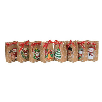 8 τμχ Χριστουγεννιάτικες χάρτινες τσάντες Kraft Άγιος Βασίλης Χιονάνθρωπος Τσάντα μπομπονιέρα για Χριστουγεννιάτικα μπισκότα Χριστουγεννιάτικα μπισκότα τσάντα δώρου Προμήθεια συσκευασίας θήκης