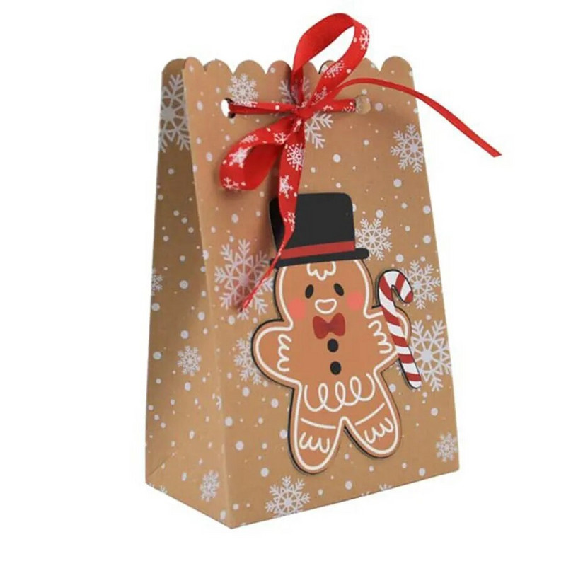8 τμχ Χριστουγεννιάτικες χάρτινες τσάντες Kraft Άγιος Βασίλης Χιονάνθρωπος Τσάντα μπομπονιέρα για Χριστουγεννιάτικα μπισκότα Χριστουγεννιάτικα μπισκότα τσάντα δώρου Προμήθεια συσκευασίας θήκης
