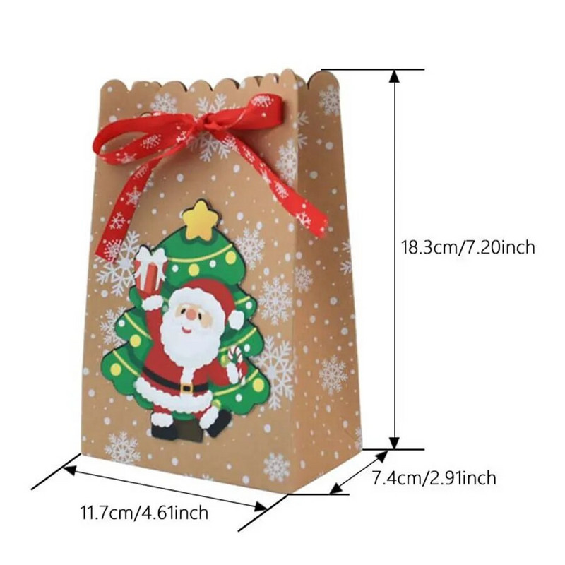 8 τμχ Χριστουγεννιάτικες χάρτινες τσάντες Kraft Άγιος Βασίλης Χιονάνθρωπος Τσάντα μπομπονιέρα για Χριστουγεννιάτικα μπισκότα Χριστουγεννιάτικα μπισκότα τσάντα δώρου Προμήθεια συσκευασίας θήκης