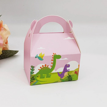 10 бр. Синьо-розов динозавър, хартиена кутия за бонбони, чанта Jungle Party Favors, крекер, кутия за бисквитки, чанта за опаковане, лакомство, кутия за рожден ден на деца