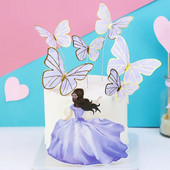 Geomertic Pink Gold Butterflies Happy Cake Toppers for Happy Birthday Cupcake Cake Topper Baby Shower Unicorn Cake διακοσμητικά