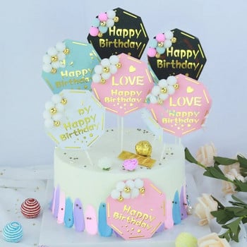 Geomertic Pink Gold Butterflies Happy Cake Toppers for Happy Birthday Cupcake Cake Topper Baby Shower Unicorn Cake διακοσμητικά