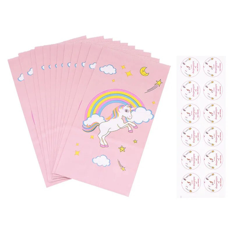10 τμχ Unicorn Party Χάρτινες τσάντες καραμέλας Μπισκότο κουτί ποπ κορν 1st Kids Unicorn Διακόσμηση πάρτι γενεθλίων Προμήθειες για ντους μωρού