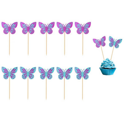12 τμχ Διακοσμητικά Επιδόρπιο Τραπέζιου Γάμου Πεταλούδας Γάμου για Κορίτσια Topper Party Dessert