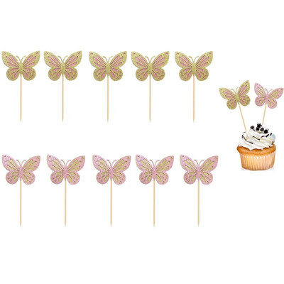 12 τμχ Διακοσμητικά Επιδόρπιο Τραπέζιου Γάμου Πεταλούδας Γάμου για Κορίτσια Topper Party Dessert