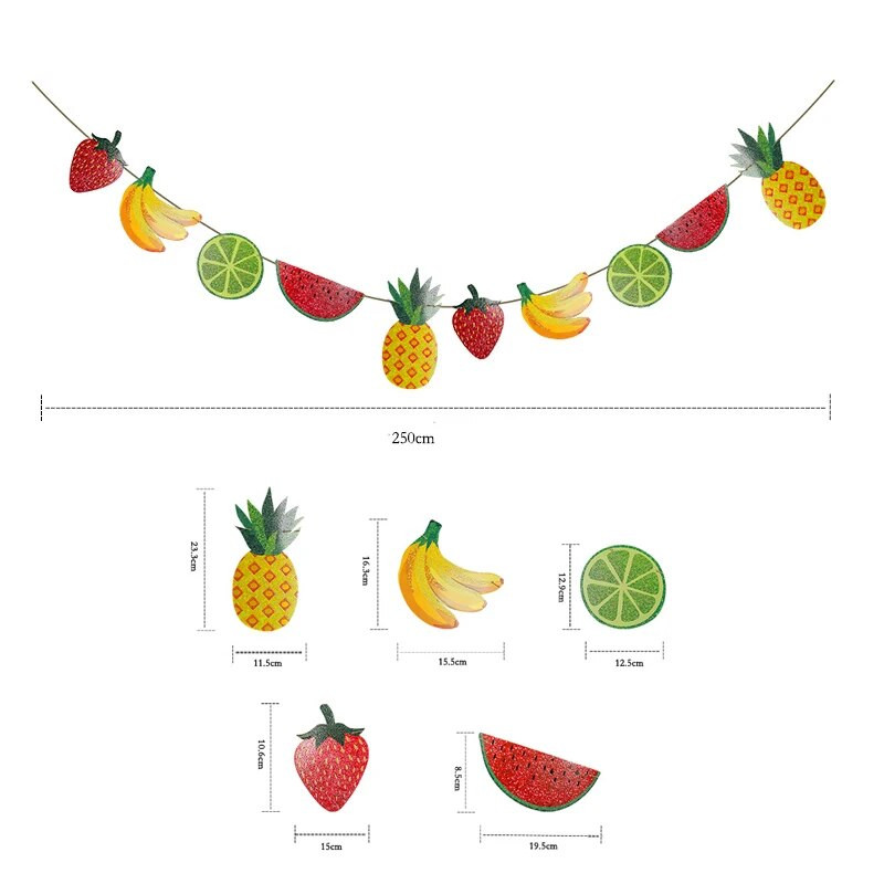 10 Flags 2,5m Summer Party Χάρτινο Banner String Flag γιρλάντα Bunting Παιδικό στολισμό για πάρτι γενεθλίων με θέμα τα φρούτα