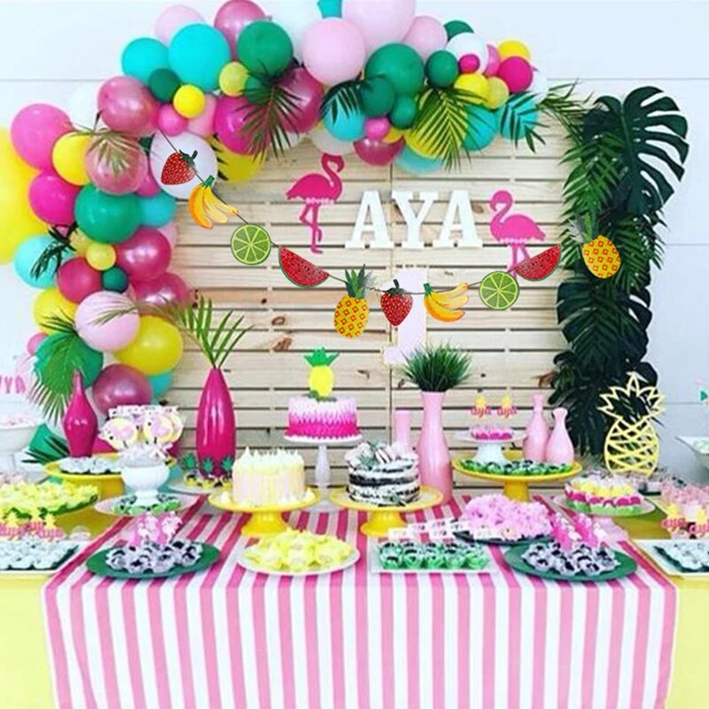 10 Flags 2,5m Summer Party Χάρτινο Banner String Flag γιρλάντα Bunting Παιδικό στολισμό για πάρτι γενεθλίων με θέμα τα φρούτα
