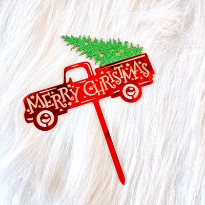 Διπλή στρώση ακρυλικό κέικ Topper Cartoon Merry Christmas Snowman Elk Theme Baking Party Favors