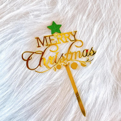 Διπλή στρώση ακρυλικό κέικ Topper Cartoon Merry Christmas Snowman Elk Theme Baking Party Favors