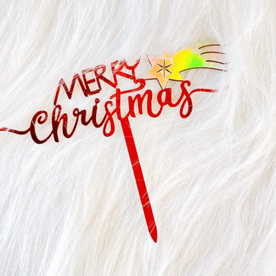 Διπλή στρώση ακρυλικό κέικ Topper Cartoon Merry Christmas Snowman Elk Theme Baking Party Favors