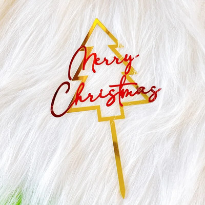 Διπλή στρώση ακρυλικό κέικ Topper Cartoon Merry Christmas Snowman Elk Theme Baking Party Favors