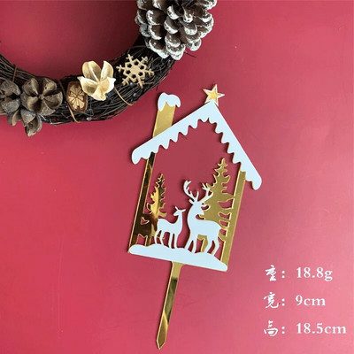 Διπλή στρώση ακρυλικό κέικ Topper Cartoon Merry Christmas Snowman Elk Theme Baking Party Favors