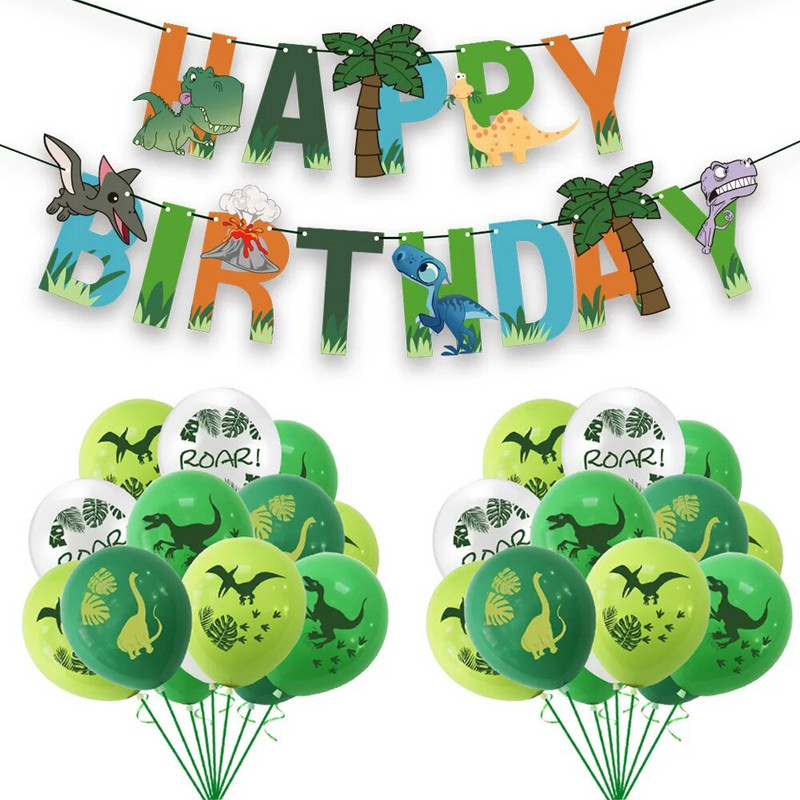 Χρόνια πολλά Banner Jungle Safari Boy Birthday Dinosaur Garlands One 1st Birthday Dino Banners Happy Birthday Decor Kids Boys