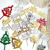 5/10 τμχ INS Διακοσμήσεις τούρτας Arcylic Merry Christmas Cake Toppers for Happy New Year Cake Deer Snowflake Merry Christmas Sign
