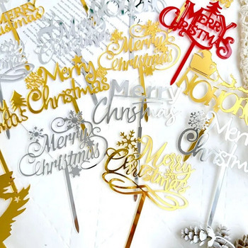 5/10 τμχ INS Διακοσμήσεις τούρτας Arcylic Merry Christmas Cake Toppers for Happy New Year Cake Deer Snowflake Merry Christmas Sign