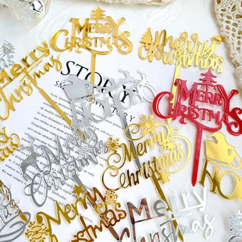 5/10 τμχ INS Διακοσμήσεις τούρτας Arcylic Merry Christmas Cake Toppers for Happy New Year Cake Deer Snowflake Merry Christmas Sign