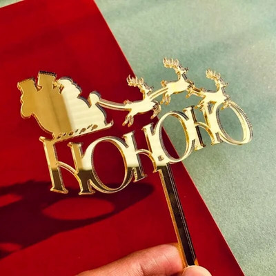 5/10 τμχ INS Διακοσμήσεις τούρτας Arcylic Merry Christmas Cake Toppers for Happy New Year Cake Deer Snowflake Merry Christmas Sign
