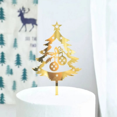 5/10 τμχ INS Διακοσμήσεις τούρτας Arcylic Merry Christmas Cake Toppers for Happy New Year Cake Deer Snowflake Merry Christmas Sign