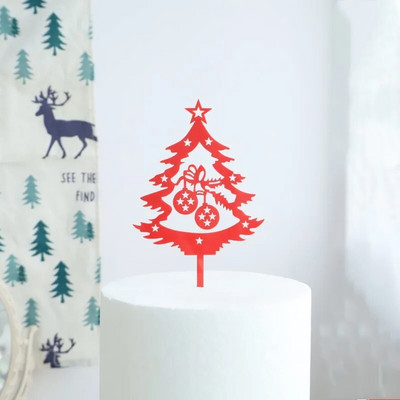 5/10 τμχ INS Διακοσμήσεις τούρτας Arcylic Merry Christmas Cake Toppers for Happy New Year Cake Deer Snowflake Merry Christmas Sign