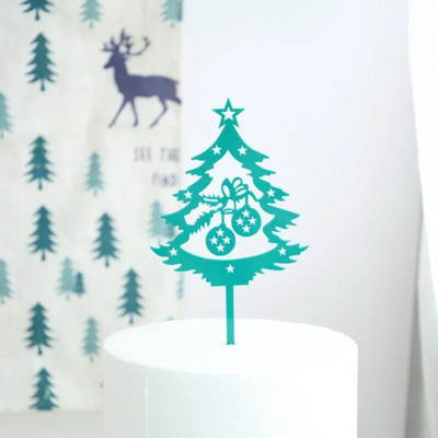 5/10 τμχ INS Διακοσμήσεις τούρτας Arcylic Merry Christmas Cake Toppers for Happy New Year Cake Deer Snowflake Merry Christmas Sign