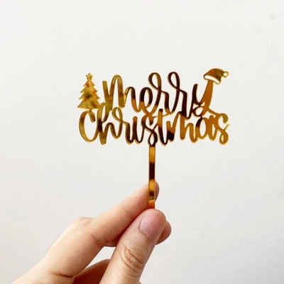 5/10 τμχ INS Διακοσμήσεις τούρτας Arcylic Merry Christmas Cake Toppers for Happy New Year Cake Deer Snowflake Merry Christmas Sign