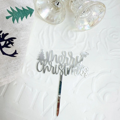 5/10 τμχ INS Διακοσμήσεις τούρτας Arcylic Merry Christmas Cake Toppers for Happy New Year Cake Deer Snowflake Merry Christmas Sign