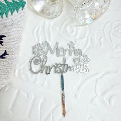 5/10 τμχ INS Διακοσμήσεις τούρτας Arcylic Merry Christmas Cake Toppers for Happy New Year Cake Deer Snowflake Merry Christmas Sign