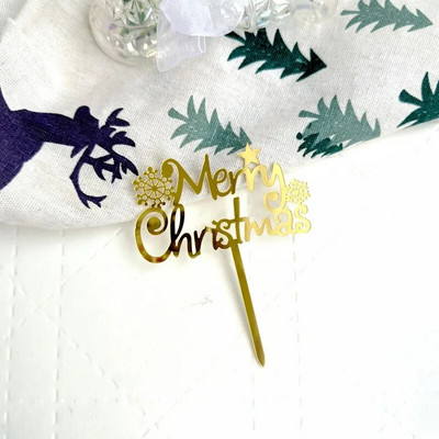 5/10 τμχ INS Διακοσμήσεις τούρτας Arcylic Merry Christmas Cake Toppers for Happy New Year Cake Deer Snowflake Merry Christmas Sign