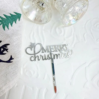 5/10 τμχ INS Διακοσμήσεις τούρτας Arcylic Merry Christmas Cake Toppers for Happy New Year Cake Deer Snowflake Merry Christmas Sign