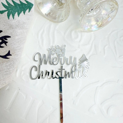 5/10 τμχ INS Διακοσμήσεις τούρτας Arcylic Merry Christmas Cake Toppers for Happy New Year Cake Deer Snowflake Merry Christmas Sign