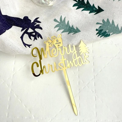 5/10 τμχ INS Διακοσμήσεις τούρτας Arcylic Merry Christmas Cake Toppers for Happy New Year Cake Deer Snowflake Merry Christmas Sign