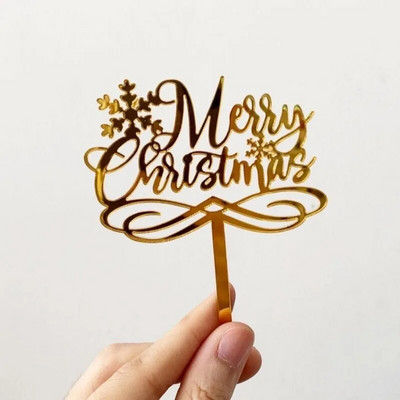 5/10 τμχ INS Διακοσμήσεις τούρτας Arcylic Merry Christmas Cake Toppers for Happy New Year Cake Deer Snowflake Merry Christmas Sign