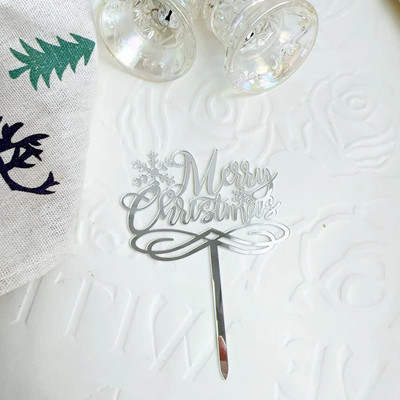 5/10 τμχ INS Διακοσμήσεις τούρτας Arcylic Merry Christmas Cake Toppers for Happy New Year Cake Deer Snowflake Merry Christmas Sign