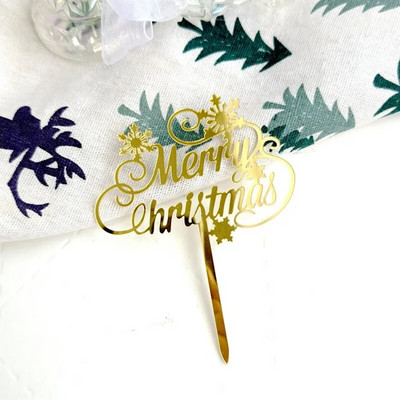 5/10 τμχ INS Διακοσμήσεις τούρτας Arcylic Merry Christmas Cake Toppers for Happy New Year Cake Deer Snowflake Merry Christmas Sign