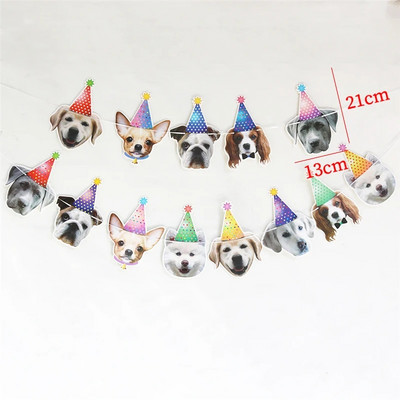 13 Flags Cat Dog Paper Banner Pet Happy Birthday Bunting Garland Decoration Cartoon Animal Dog Cat Theme για πάρτι γενεθλίων